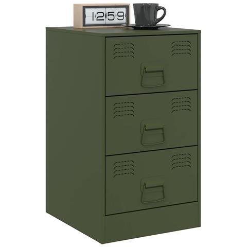 Comodini 2 Pz Verde Oliva 34,5x39x62 Cm In Acciaio - Foto 3