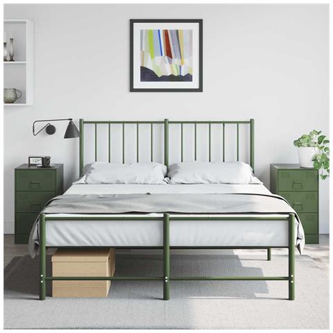 Comodini 2 Pz Verde Oliva 34,5x39x62 Cm In Acciaio - Foto 1