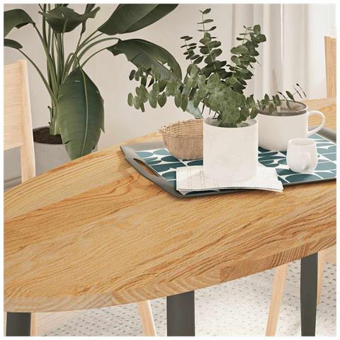 Piano Tavolo Marrone Chiaro 140x60x2cm In Rovere Massello Ovale - Foto 1