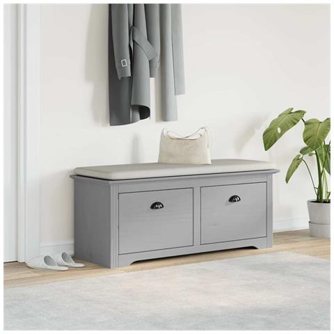 Panca Da Ingresso Bodo Grigia 114x40x45 Cm - Foto 3