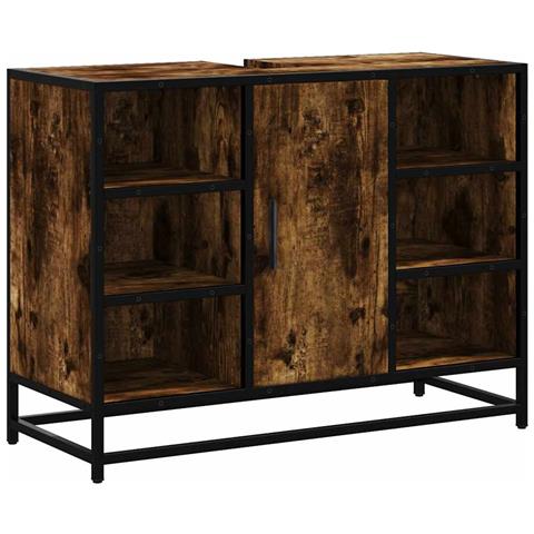 Mobile Lavabo Bagno Rovere Fumo 60x30x60 Cm Legno Multistrato - Foto 2