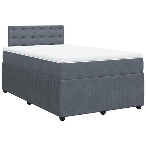 Giroletto A Molle Con Materasso Grigio Scuro 120x190 Cm Velluto - Foto 2