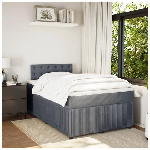 Giroletto A Molle Con Materasso Grigio Scuro 120x190 Cm Velluto - Foto 3