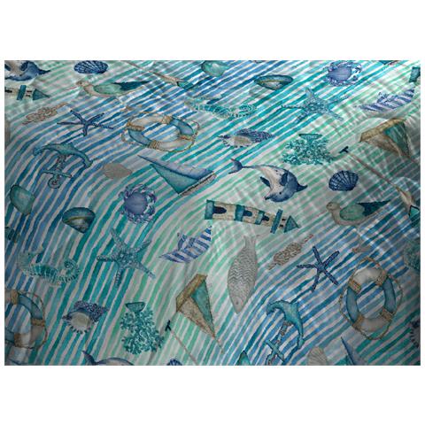 Trapuntino Piumino Estivo Primaverile 100gr Mq Leggero Disegno Mare 25gi 1 Piazza E Mezza Mare 25gi - Foto 2