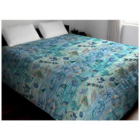 Trapuntino Piumino Estivo Primaverile 100gr Mq Leggero Disegno Mare 25gi 1 Piazza E Mezza Mare 25gi - Foto 1