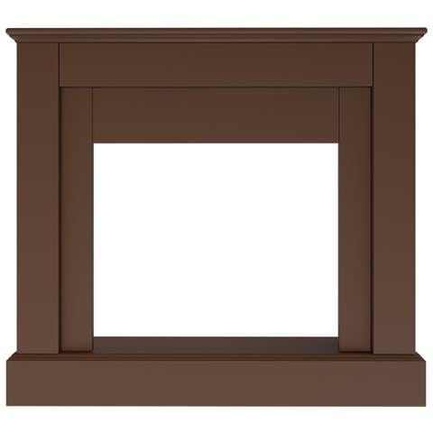 Cornice In Legno Mdf Marrone Per Caminetto Compatibile Con Inserto Elettrico Vulcano Da 60 Cm Di Facile Montaggio Prodotto In Europa Camillo - Foto 2