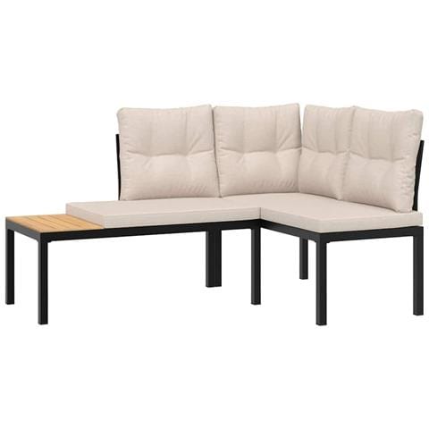 Divani Giardino Con Cuscini 5pz Neri Acciaio Verniciato Polvere - Foto 2