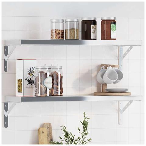 Lusso Casadino -  Staffe Per Mensola 4 Pz 23,5x2,5x15,5cm In Acciaio Inox Argento - Foto 8