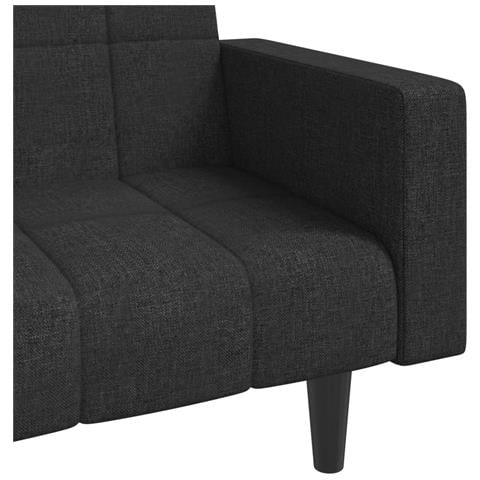 Divano Letto a 2 Posti con 2 Cuscini Nero in Tessuto - Foto 9