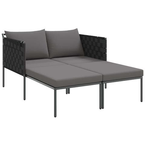 Lettino prendisole con cuscini per 2 persone Anthracite 115x153x69,5 cm Acciaio - Foto 1