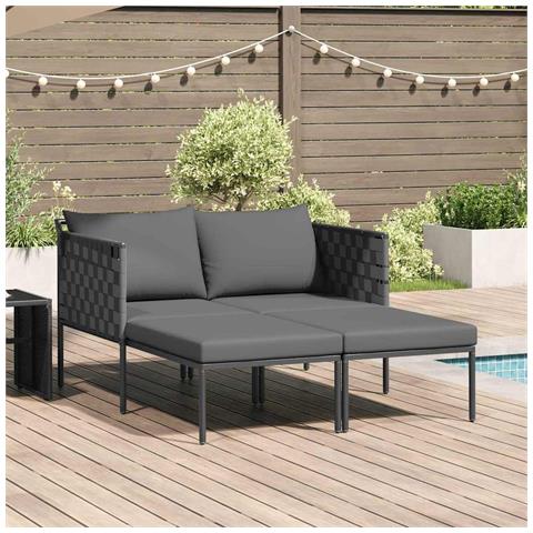 Lettino prendisole con cuscini per 2 persone Anthracite 115x153x69,5 cm Acciaio - Foto 2