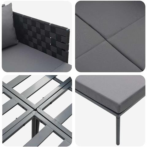 Lettino prendisole con cuscini per 2 persone Anthracite 115x153x69,5 cm Acciaio - Foto 9