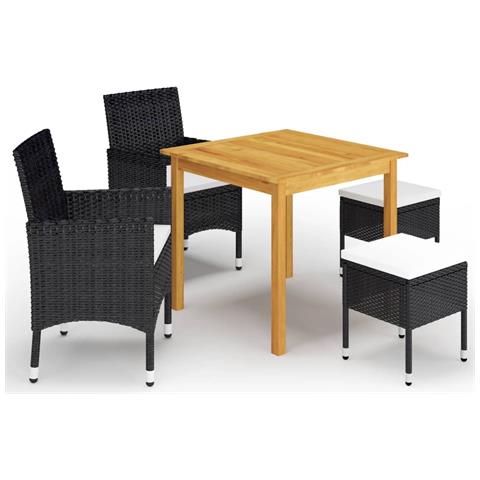 Set Mobili da Pranzo per Giardino 5 pz Nero - Foto 1