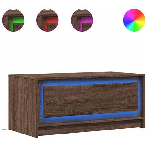 Tavolino da Salotto con Luci LED Rovere Marrone in Truciolato - Foto 1