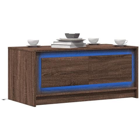 Tavolino da Salotto con Luci LED Rovere Marrone in Truciolato - Foto 2