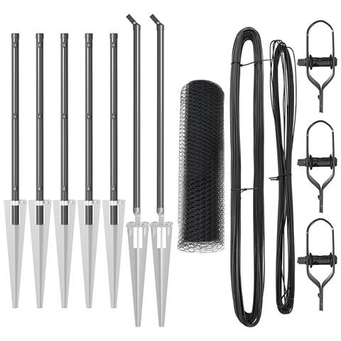 Recinzione Esagonale Grigia 0.4x10 m in Acciaio, Pali per Recinzione  con Spillo 7 pz Ø32 mm 60 cm Acciaio Zincato - Foto 1