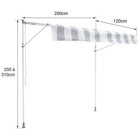 Tenda Da Balcone Chene 2 × 1,2 M - Tessuto Grigio E Telaio Grigio - Foto 2