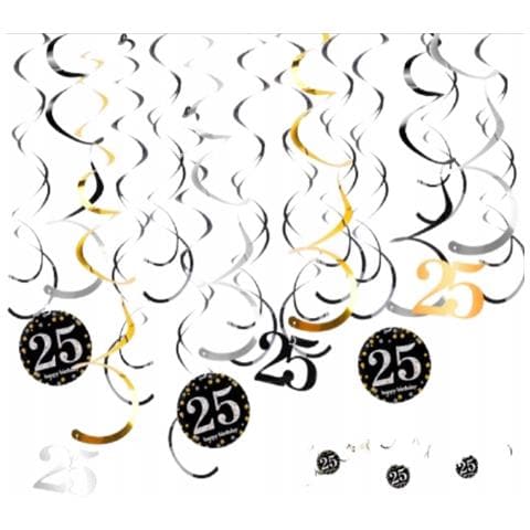 Decorazioni Di Compleanno Per Il 25° Compleanno, Spirali E Serpentina Da Appendere - Foto 1