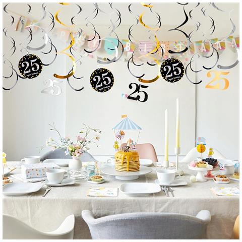 Decorazioni Di Compleanno Per Il 25° Compleanno, Spirali E Serpentina Da Appendere - Foto 2