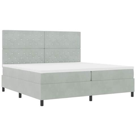 Letto a molle con materasso Grigio chiaro 200 x 200 cm Velluto - Foto 1