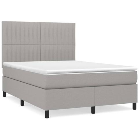 Giroletto a Molle con Materasso Grigio Chiaro 140x200cm Tessuto - Foto 1