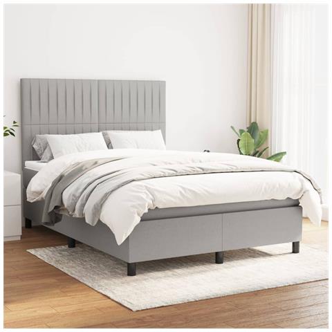 Giroletto a Molle con Materasso Grigio Chiaro 140x200cm Tessuto - Foto 2