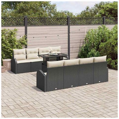 Set Divano da Giardino 9 pcs Nero 100 x 55 x 73 cm Poly Rattan - Foto 2
