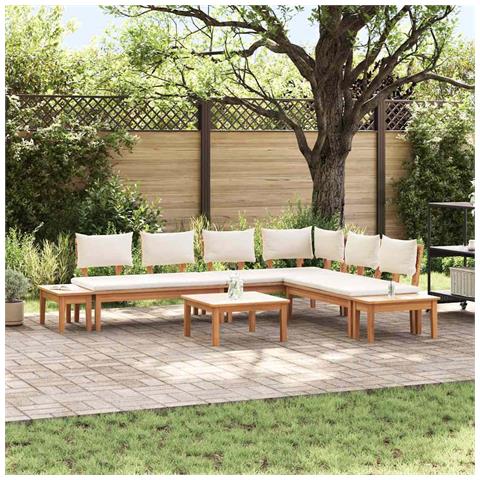 Set Panchina da Giardino con cuscino 4 pcs Marrone e Crema - Foto 2