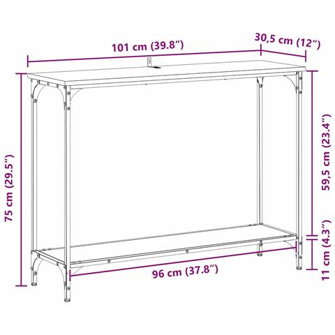 Tavolo consolle rovere artigianale 101 x 30.5 x 75 cm - Foto 9