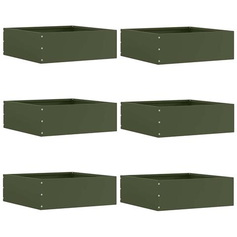 Bordura per Prato 6 pcs Verde oliva 40 x 40 x 13 cm Acciaio - Foto 1