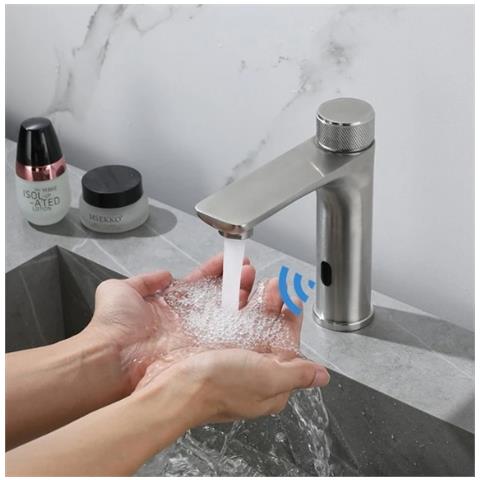 Rubinetto per lavabo da bagno, Blackswan, tipo M338, modello nichel opaco, con sensore di avvio, misura 17 cm - Foto 2