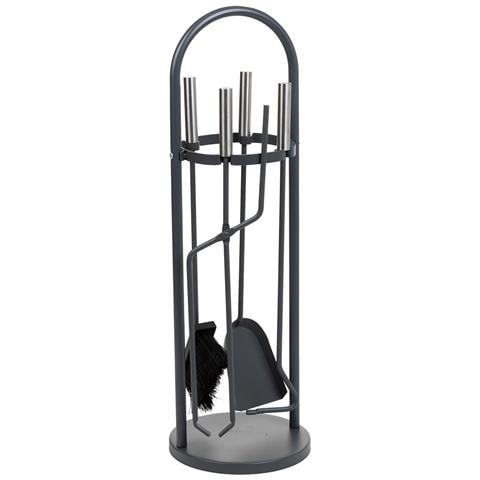 Set Attrezzi Per Camino In Metallo Nero 5pz D22x68h Cm - Foto 1