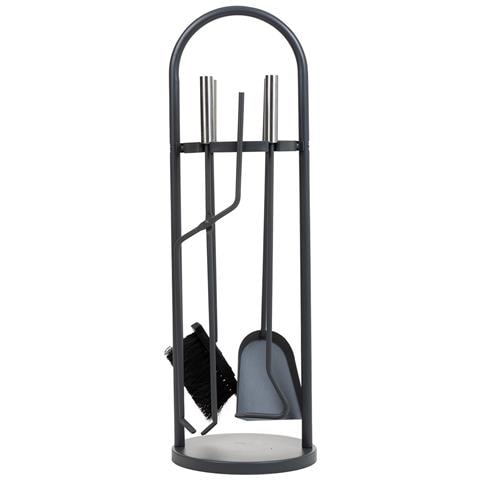 Set Attrezzi Per Camino In Metallo Nero 5pz D22x68h Cm - Foto 2
