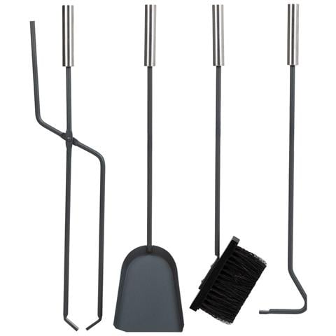 Set Attrezzi Per Camino In Metallo Nero 5pz D22x68h Cm - Foto 6