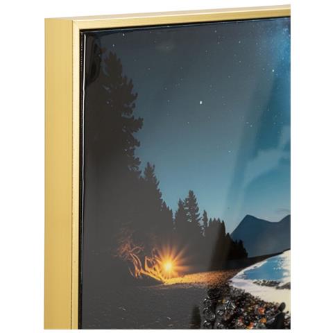 Stampa Su Tela Laccata Colors Modello B Notturno Con Sassi Luminosi Con Cornice Oro - Foto 2