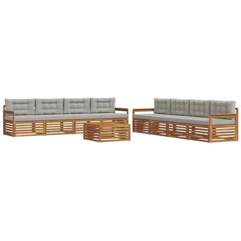 Set di divani da esterno 9 pcs Grigio Naturale e Chiaro - Foto 1