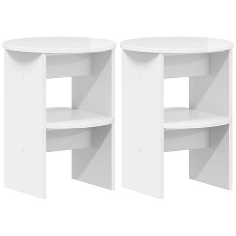 Mobile laterale 2 pcs Bianco Lucido Ø40 x 50 cm - Foto 1