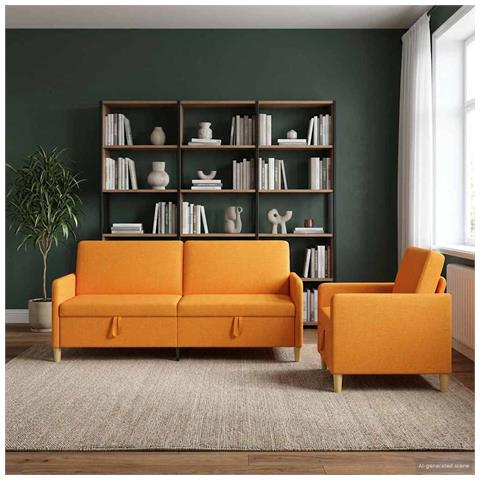 Set di Divani con Storage 2 pcs Giallo Scuro Poliestere - Foto 2