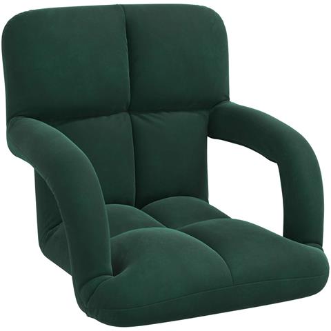 Sedia a pavimento regolabile Verde Scuro Velluto - Foto 1