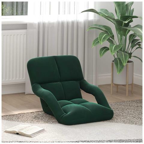 Sedia a pavimento regolabile Verde Scuro Velluto - Foto 2