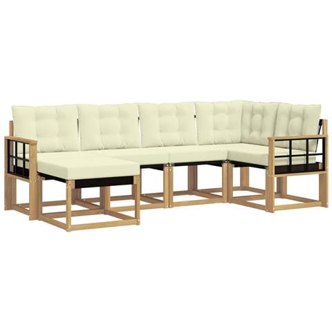 Set di divani da esterno con cuscino 6 pcs Bianco e Crema - Foto 1