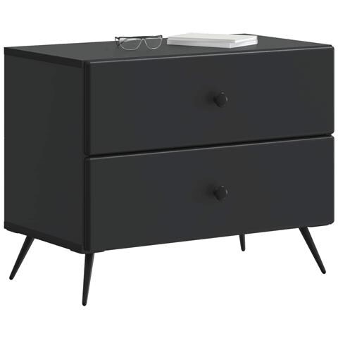 Armadio da Notte Nero 62 x 34,5 x 47,5 cm Legno ingegnerizzato - Foto 2