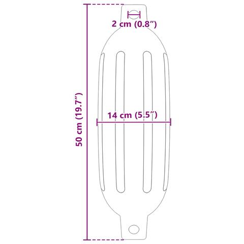 Fendini per barche 2 pz Ø 14 x 50 cm Nero PVC - Foto 7