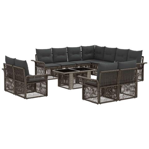 Set Divano da Giardino 12 pz Grigio e Grigio Scuro polyrattan - Foto 1