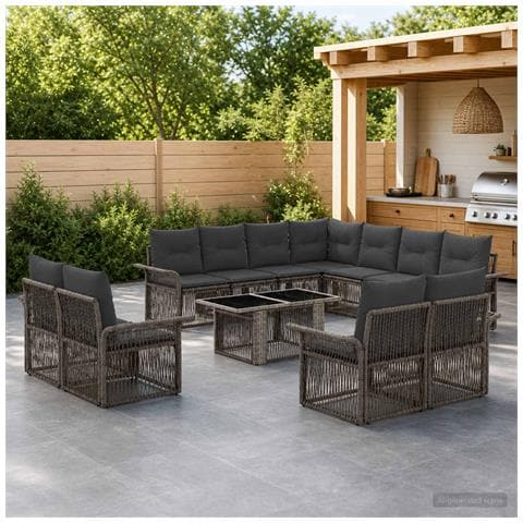 Set Divano da Giardino 12 pz Grigio e Grigio Scuro polyrattan - Foto 10