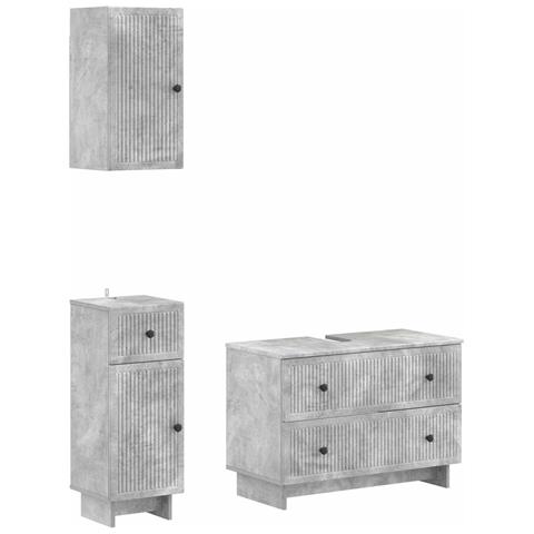 Set di armadietti da bagno in 3 pezzi EDE Grigio Cemento - Foto 1