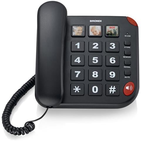 Bravo15nero-telefoni Con Filo -telef. C / Filo V. Voce 10mem. +3mem. Dedicate Led Nero - Foto 1