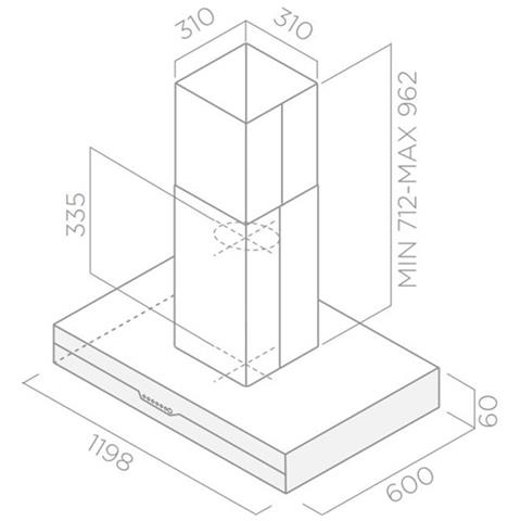 Cappa a Parete H6 IX /A / 90 Aspirante 120 cm Colore Acciaio Inox - Foto 3