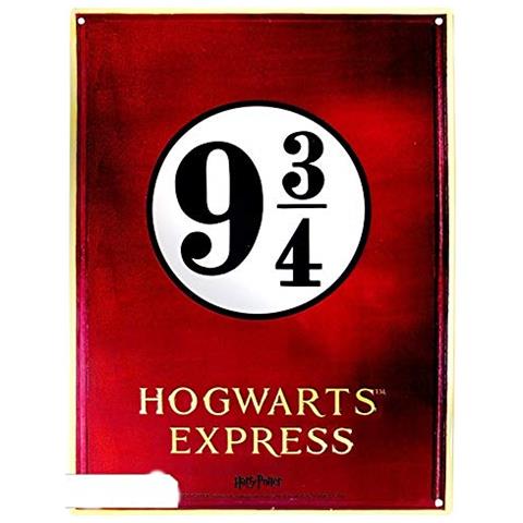 Harry Potter - Insegna Binario 9 3/4 Hogwarts 28 X 38 Cm Metallo Rosso - Foto 1