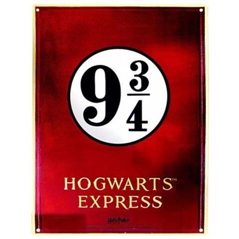 Harry Potter - Insegna Binario 9 3/4 Hogwarts 28 X 38 Cm Metallo Rosso - Foto 2